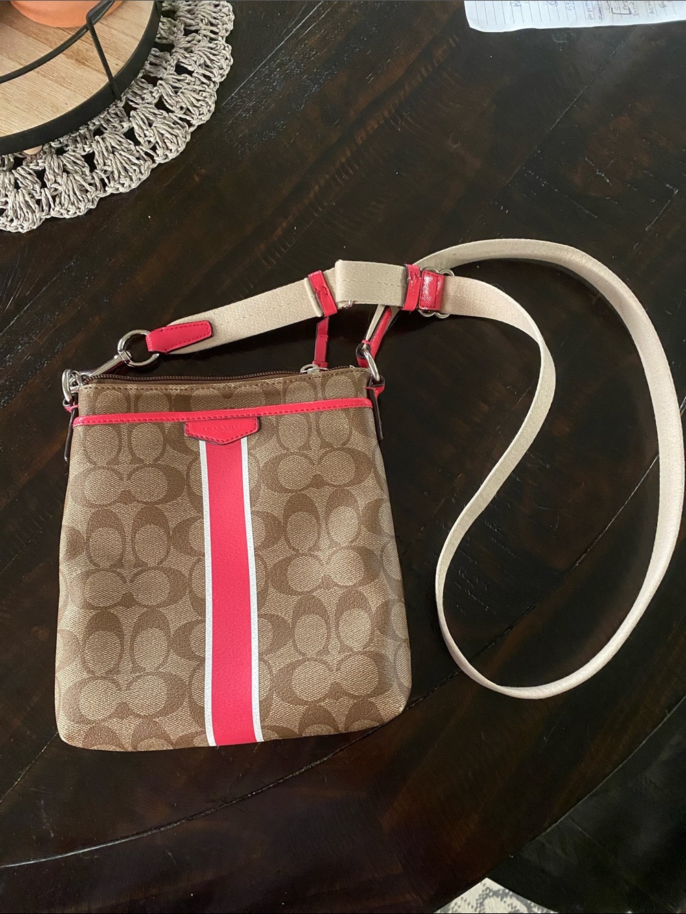Y2K Coach Signature Pink Trim Crossbody Bag